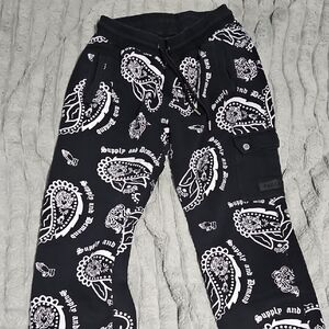 Mens Supply & Demand Black Paisley Print Joggers